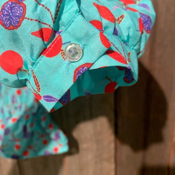 Sack’s Silk Blend Long Sleeve Teal Button Blouse size 1 - Picture 7 of 11